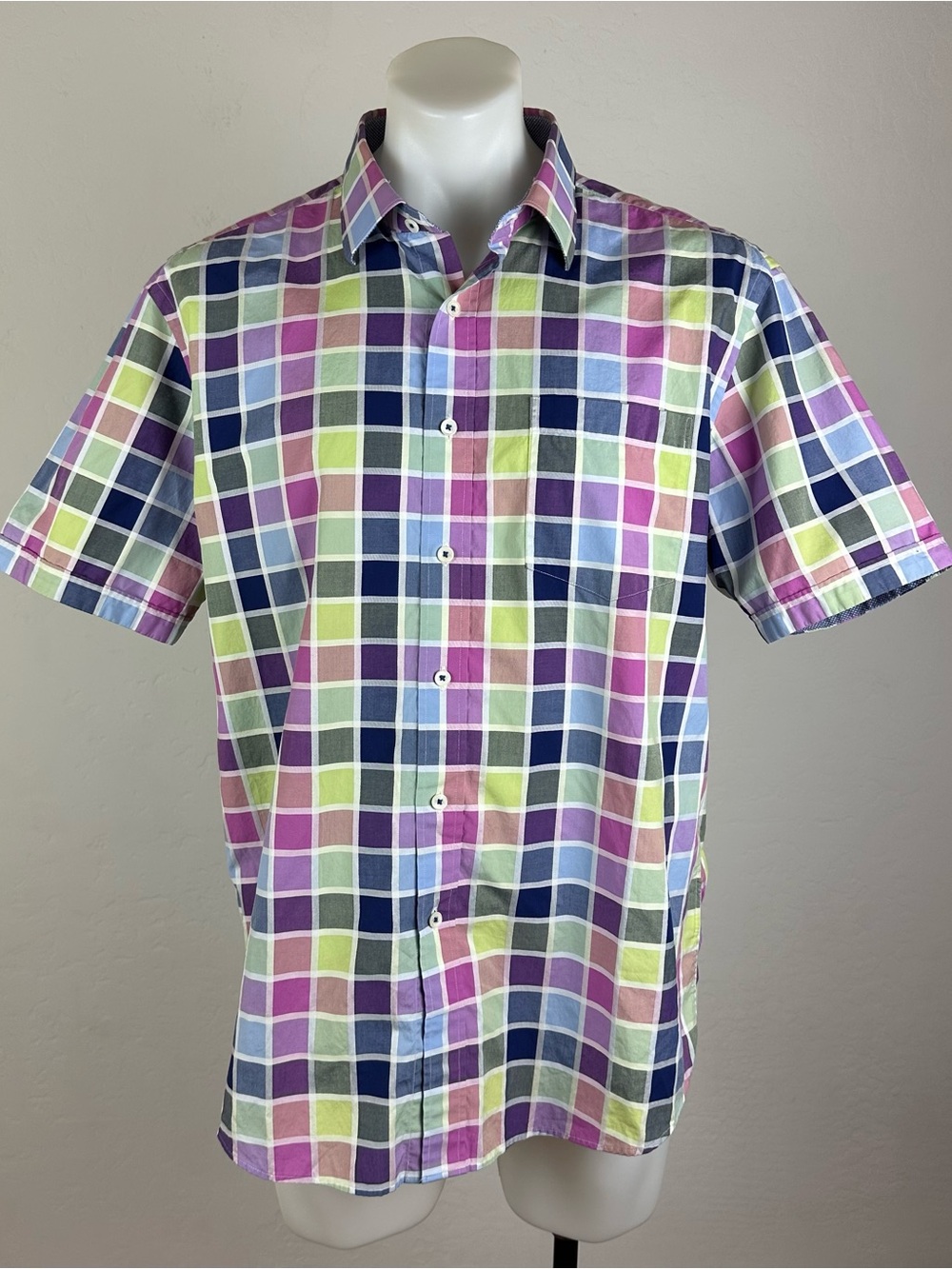 Men's Multicolor Plaid Short-Sleeve Shirt
